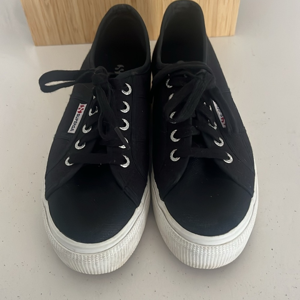 Superga | 2790 Platform Sneaker Black Canvas Sz 38/7.5 Style S0001L0